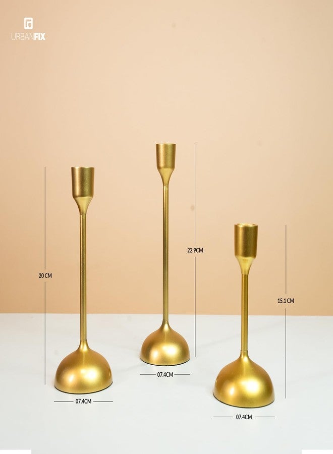 UrbanFix Metal Royal Candle Holders for Tapered Candles, (Pack of 3, Golden), Christmas Candle Holder, Tealight Holder, Best Gift for Christmas Decor, Christmas Decoration, Dining Table - Image 3